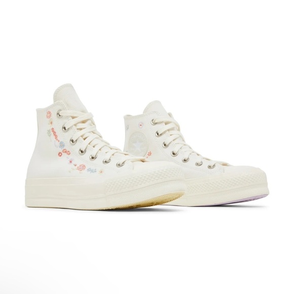 Converse Chuck Taylor All Star Lift Platform Embroidered Floral - Egret Size 5 - Picture 7 of 9